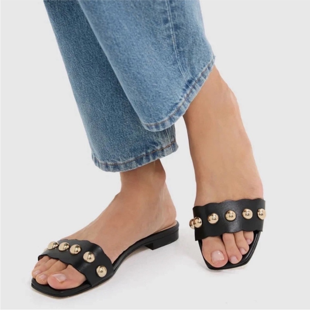 Tuckernuck Brooke Studded Leather Slip-On Flats black size 7
